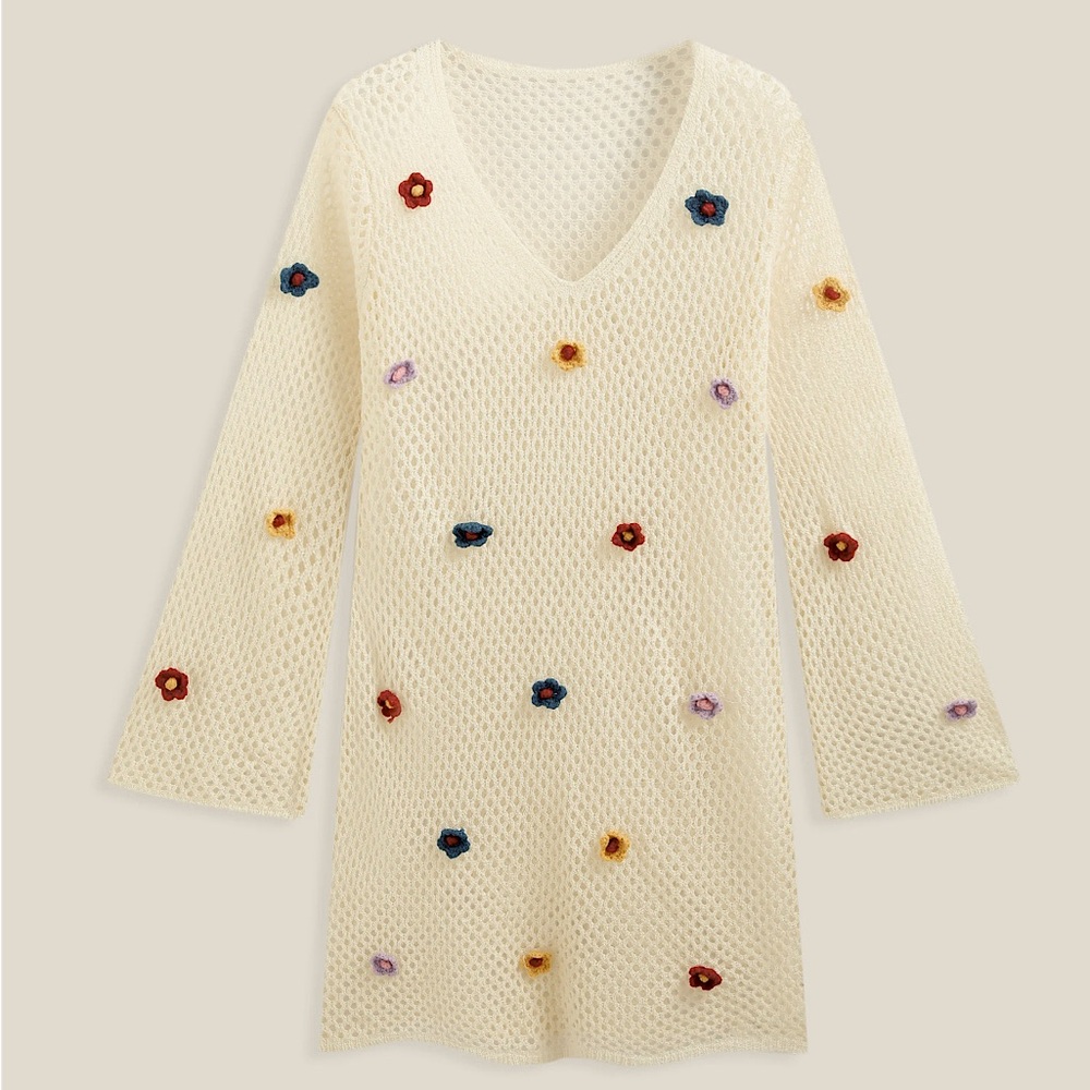 2XL 3D Crochet Flower Knit Dress by Cider Plus